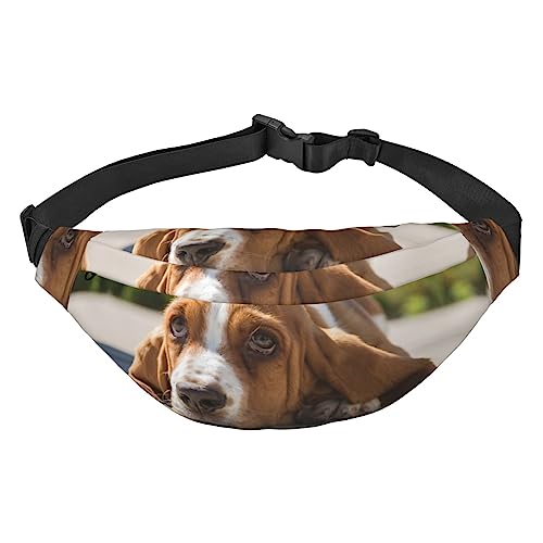 Eisbär-Bauchtasche für Herren und Damen, Crossbody-Taillentasche, große Umhängetasche, mit verstellbaren Gürteln, Basset Hound, Einheitsgröße von PIXOLE