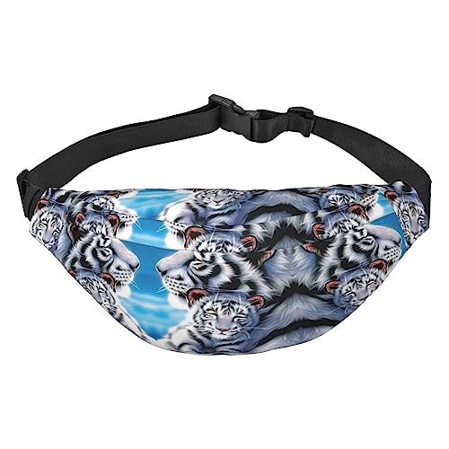 Eisbär-Bauchtasche für Herren und Damen, Crossbody-Taillentasche, große Umhängetasche, mit verstellbaren Gürteln, weißer tiger, Einheitsgröße von PIXOLE