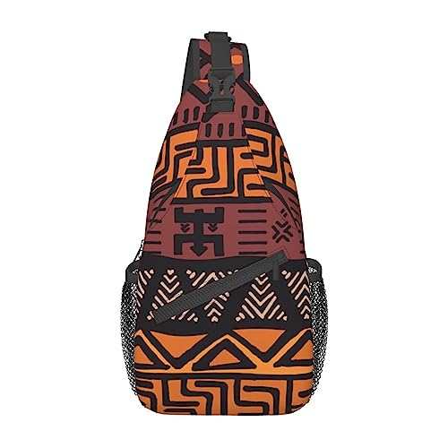 Entzückende Schultertasche mit Faultier-Aufdruck, Umhängetasche, Schultertasche, Brusttasche, Tagesrucksack für Damen und Herren, Reisen, Wandern, Afrikanischer Schlamm, Tribal, Einheitsgröße von PIXOLE