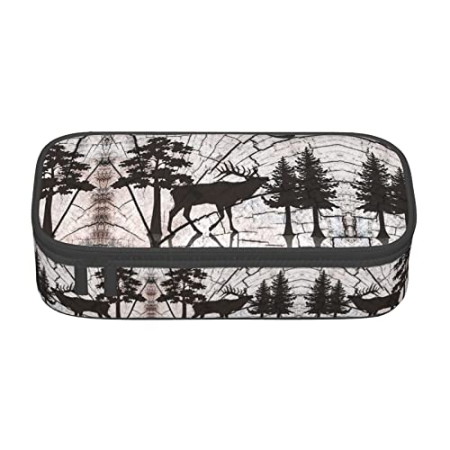 Federmäppchen, Meereslandschaft-Druck, große Kapazität, Stifteetui, einfache Schreibwaren-Tasche, College, Büro-Organizer, Wild Elk Black Stripe, Einheitsgröße, Taschen-Organizer von PIXOLE