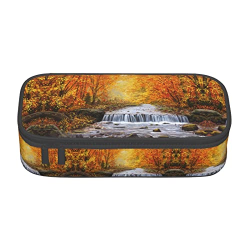 Federmäppchen mit Aufdruck "Herbst Fluss Park", große Kapazität, Stifteetui, einfache Schreibwaren-Tasche, College, Büro-Organizer, Autumn River Park, Einheitsgröße, Taschen-Organizer von PIXOLE