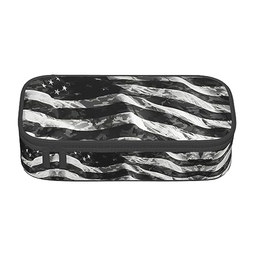 Federmäppchen mit großem Fassungsvermögen, strapazierfähiges Oxford-Gewebe, für Schule und Bürobedarf, Katzenbilder, großer Tigeraufdruck, Camouflage Amerikanische Flagge, Einheitsgröße, Münzbeutel von PIXOLE