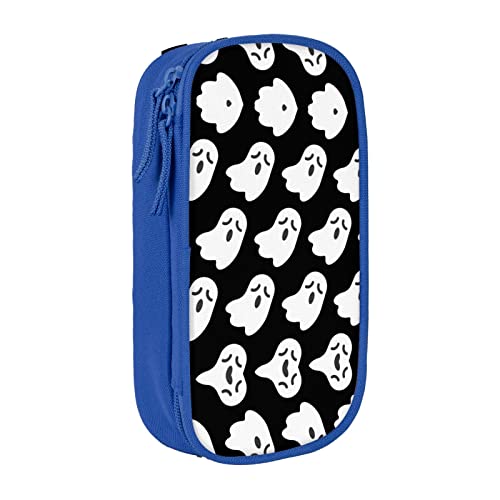 Federmäppchen mit niedlichem Geister-Halloween-Muster, bedruckt, hohe Kapazität, langlebiges Federmäppchen, für Männer und Frauen, blau, Einheitsgröße, Taschen-Organizer von PIXOLE