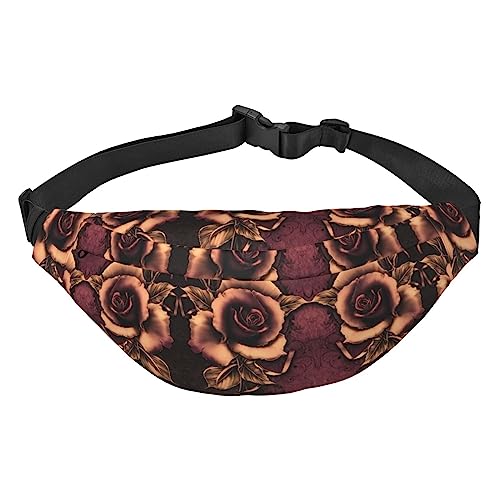 Feuerwehrmann Feuerwehrmann Flamme Bauchtasche für Herren und Damen, Crossbody-Tasche, große Umhängetasche, mit verstellbaren Gürteln, Gothic Rose, Einheitsgröße von PIXOLE