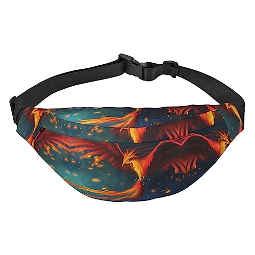 Fire Nude Woman Flame Bauchtasche für Männer und Frauen, Crossbody-Taillentasche, große Umhängetasche, mit verstellbaren Gürteln, Orange-roter Phoenix, Einheitsgröße von PIXOLE