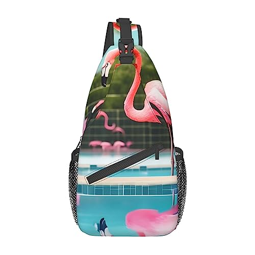 Flower Paris Eiffelturm-Druck, Umhängetasche, Schultertasche, Brusttasche, Tagesrucksack für Damen und Herren, Reisen, Wandern, Flamingo und Schwimmbäder, Einheitsgröße von PIXOLE