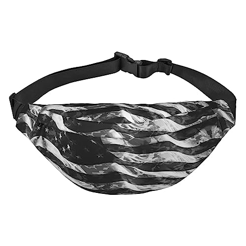 Große weiße Haifisch-Bauchtasche für Männer und Frauen, Crossbody-Hüfttasche, große Umhängetasche, mit verstellbaren Gürteln, Camouflage Amerikanische Flagge, Einheitsgröße von PIXOLE