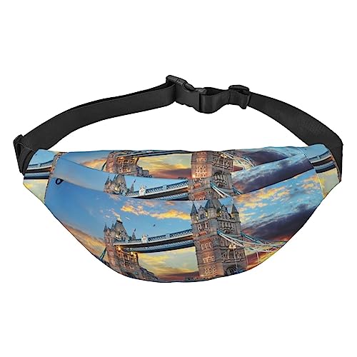 Große weiße Haifisch-Bauchtasche für Männer und Frauen, Crossbody-Hüfttasche, große Umhängetasche, mit verstellbaren Gürteln, Tower Bridge in London, Einheitsgröße von PIXOLE