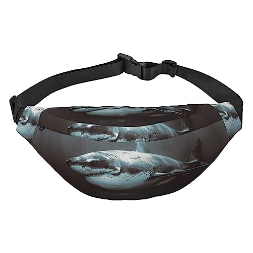 Große weiße Haifisch-Bauchtasche für Männer und Frauen, Crossbody-Hüfttasche, große Umhängetasche, mit verstellbaren Gürteln, Weißer Hai, Einheitsgröße von PIXOLE