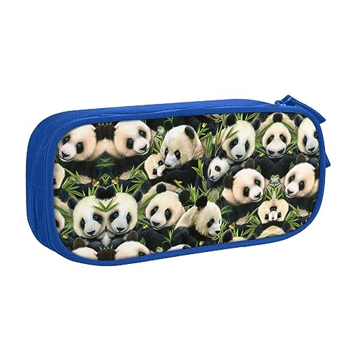 Großes Polyester-Stifteetui zum Organisieren Ihrer Stifte, Bleistifte - Erwachsenen-Federmäppchen für Schule, Büro, niedlicher Panda, blau, Einheitsgröße, Make-up-Tasche von PIXOLE