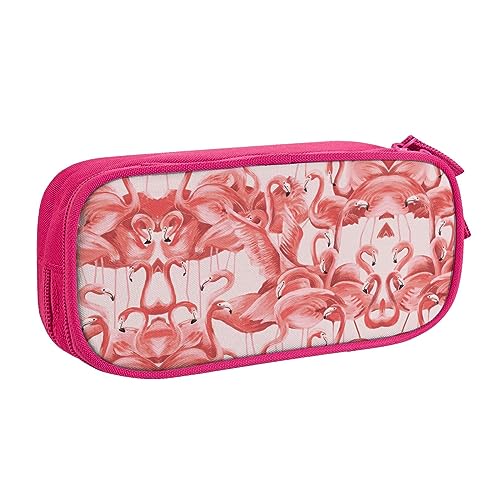 Großes Polyester-Stiftetui zum Organisieren Ihrer Stifte, Bleistifte - Erwachsenen-Federmäppchen für Schule, Büro, Flamingo1, rose, Einheitsgröße, Make-up-Tasche von PIXOLE