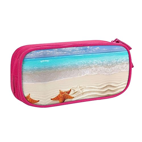 Großes Polyester-Stiftetui zum Organisieren Ihrer Stifte, Bleistifte - Erwachsenen-Federmäppchen für Schule, Büro, Seestern, Ozean, Strand, rose, Einheitsgröße, Make-up-Tasche von PIXOLE