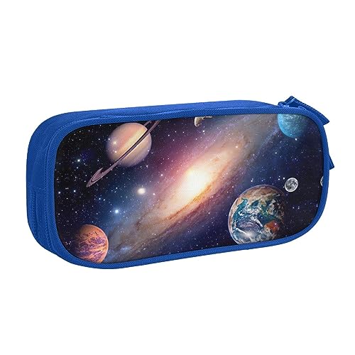 Großes Polyester-Stiftetui zum Organisieren Ihrer Stifte, Bleistifte – Erwachsenen-Federmäppchen für Schule, Büro, Universum, Galaxie, Weltraum, blau, Einheitsgröße, Make-up-Tasche von PIXOLE