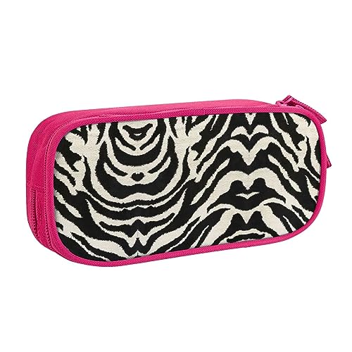 Großes Polyester-Stiftetui zum Organisieren Ihrer Stifte, Bleistifte - Erwachsenen-Federmäppchen für Schule, Büro, Zebra-Tier, rose, Einheitsgröße, Make-up-Tasche von PIXOLE