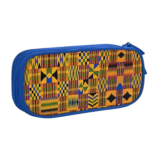 Großes Polyester-Stiftetui zum Organisieren Ihrer Stifte, Bleistifte - Erwachsenen-Federmäppchen für Schule, Büro, afrikanisches Weben, blau, Einheitsgröße, Make-up-Tasche von PIXOLE