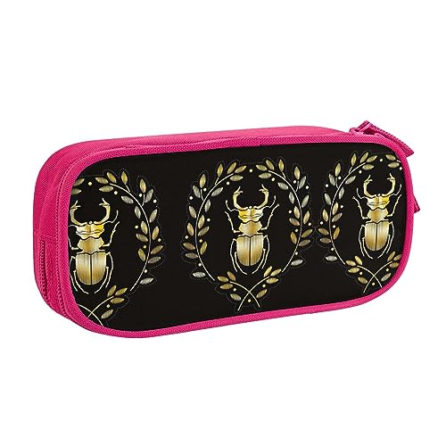 Großes Polyester-Stiftetui zum Organisieren Ihrer Stifte, Bleistifte - Federmäppchen für Erwachsene, für Schule, Büro, Käferkranz, rose, Einheitsgröße, Make-up-Tasche von PIXOLE