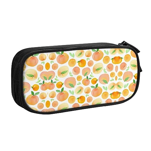 Großes Polyester-Stiftetui zum Organisieren Ihrer Stifte, Bleistifte - Federmäppchen für Erwachsene, für Schule, Büro, Pfirsichfarben, Schwarz , Einheitsgröße, Make-up-Tasche von PIXOLE