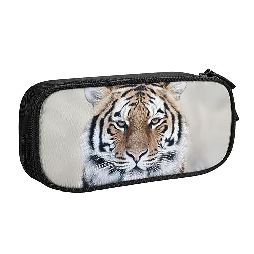 Großes Polyester-Stiftetui zum Organisieren Ihrer Stifte, Bleistifte - Federmäppchen für Erwachsene, für Schule, Büro, Tiger, Schwarz , Einheitsgröße, Make-up-Tasche von PIXOLE