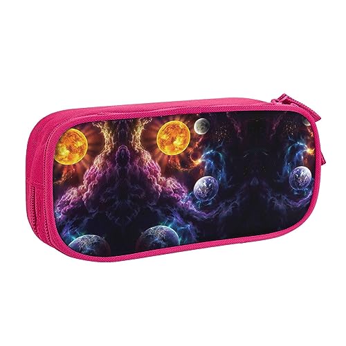 Großes Polyester-Stiftetui zum Organisieren Ihrer Stifte, Bleistifte - Federmäppchen für Erwachsene, für Schule, Büro, schöne Galaxie, rose, Einheitsgröße, Make-up-Tasche von PIXOLE