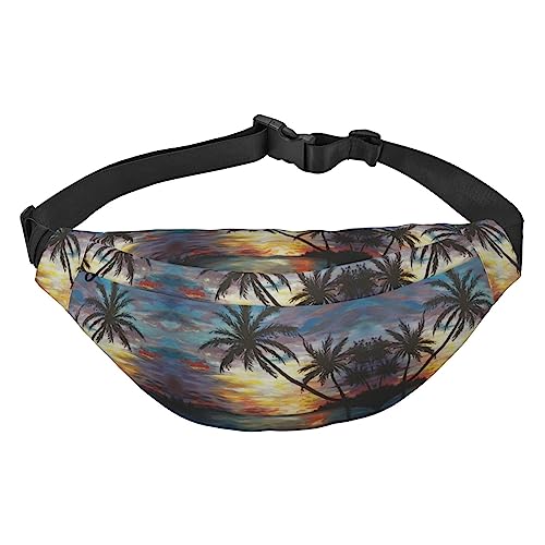 Niedliche Pommersche Bauchtasche für Männer und Frauen, Crossbody-Taillentasche, große Umhängetasche, mit verstellbaren Gürteln, Tropical Sunset, Einheitsgröße von PIXOLE