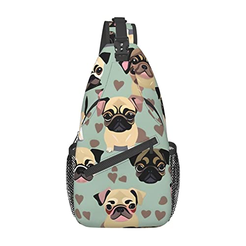 Niedlicher Chihuahua-Mops-Druck, Umhängetasche, Schultertasche, Brusttasche, Tagesrucksack für Damen und Herren, Reisen, Wandern, Süßes Chihuahua-Mops-Muster., Einheitsgröße von PIXOLE