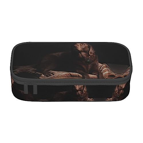 PIXOLE Federmäppchen mit Aufdruck "Book Under The Light", Federmäppchen, Schreibwarenetui für Schule, Büro, Federmäppchen für Erwachsene, Brauner Labrador, Einheitsgröße, Taschen-Organizer von PIXOLE