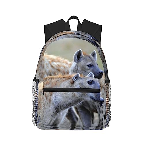 PIXOLE Großer Computer-Rucksack mit Hyänen-Motiv, Reise- und Laptop-Schulrucksack, lässiger Tagesrucksack, Büchertasche für Damen und Herren, Tierhyäne, One size von PIXOLE