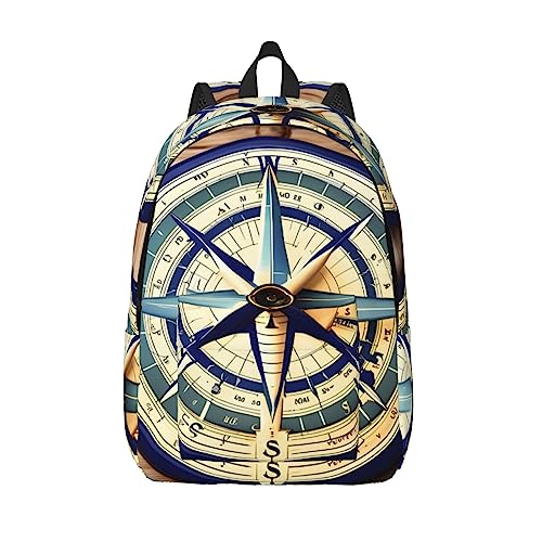 PIXOLE Rucksack aus Segeltuch für Herren und Damen, mit roten und weißen Punkten, Maritimer Segelboot Kompass, Medium von PIXOLE