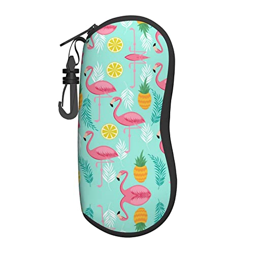 PIXOLE Unisex-Brillenetui, mit Flamingo-Aufdruck, weiches Etui, Brillenetui, Schutzhülle für Brillen, Flamingo, One size von PIXOLE