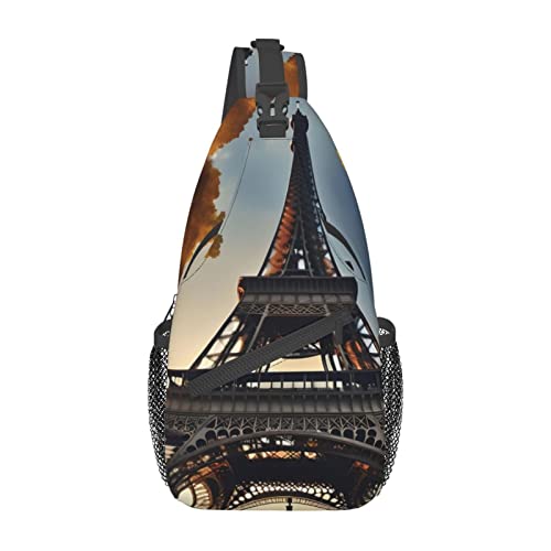 Schöne Umhängetasche mit Eiffelturm, Paris-Aufdruck, Umhängetasche, Brusttasche, Tagesrucksack für Damen und Herren, Reisen, Wandern, Schöner Eiffelturm Paris, Einheitsgröße von PIXOLE