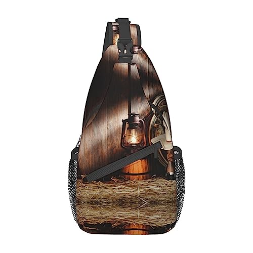 Schultertasche mit amerikanischer USA-Flagge, Adler-Kunstdruck, Umhängetasche, Schultertasche, Brusttasche, Tagesrucksack für Damen und Herren, Reisen und Wandern, American West Rodeo, Einheitsgröße von PIXOLE