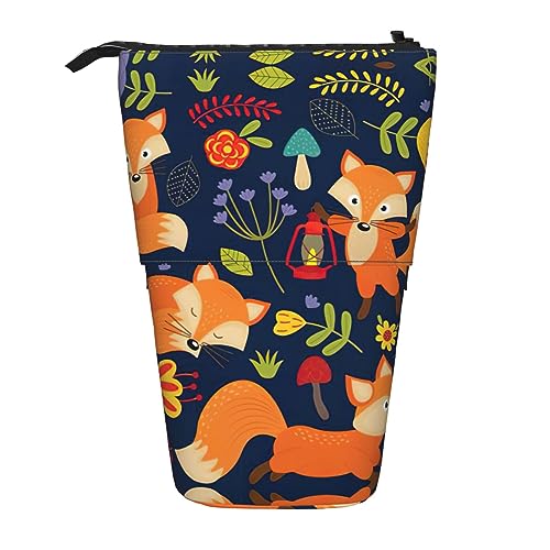 Teleskop Bleistift Tasche Stifthalter Schreibwaren Fall Stand Up Bleistift Fall für Schule Büro Niedlich Chihuahua, Niedliche Fuchsblume, Einheitsgröße von PIXOLE