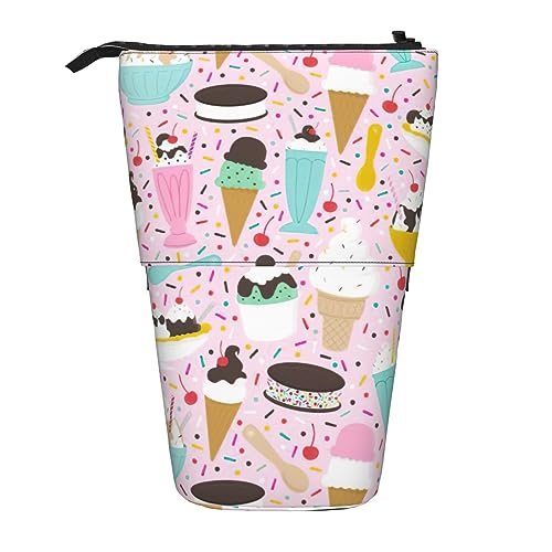 Teleskop Bleistift Tasche Stifthalter Schreibwaren Fall Stand Up Bleistift Fall für Schule Büro Süßes Eis, Sweet Ice Cream, Einheitsgröße von PIXOLE