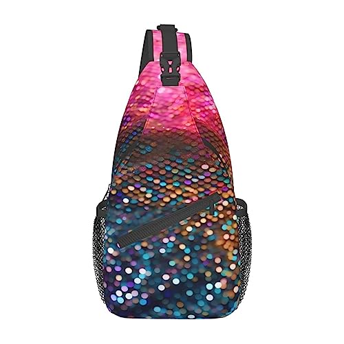 Umhängetasche, Alien-Druck, Umhängetasche, Schultertasche, Brusttasche, Tagesrucksack für Damen und Herren, Reisen, Wandern, Farbverlauf, Pailletten., Einheitsgröße von PIXOLE