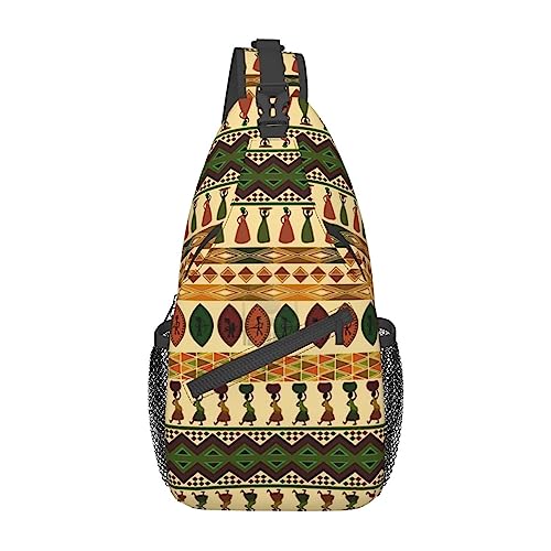 Umhängetasche, Blau, Rosa und Lila, Pastellfarben, bedruckt, Umhängetasche, Schultertasche, Brusttasche, Tagesrucksack für Damen und Herren, Reisen, Wandern, Traditionelles afrikanisches Muster im Bohemia-Stil, Einheitsgröße von PIXOLE