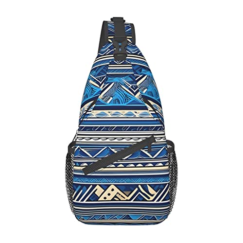 Umhängetasche, Schultertasche, mit Sternenmotiv, Blau, Blauer polynesischer Maori-Aufdruck, Einheitsgröße von PIXOLE