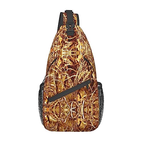 Umhängetasche mit Kaktus-Sukkulenten-Rosen-Druck, Umhängetasche, Schultertasche, Brusttasche, Tagesrucksack für Damen und Herren, Reisen, Wandern, Camo Gelb & Grün, Einheitsgröße von PIXOLE