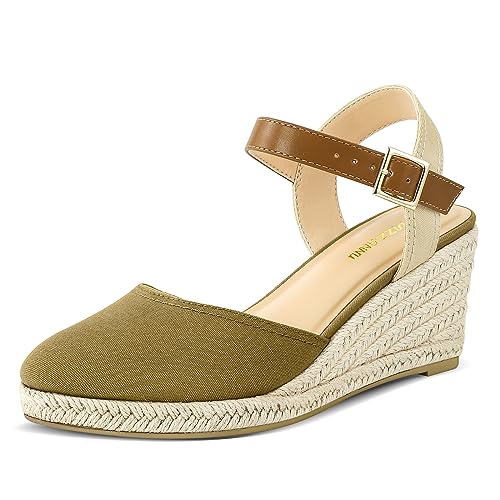 PIZZ ANNU Sandalen Damen Espadrilles Plateau Wedges Sandaletten mit Geschlossene Keilabsatz Sommerschuhe Sommer Pumps Frauen Schuhe Kamel EU 37 EU Schmal von PIZZ ANNU