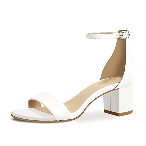 PIZZ ANNU Sandalen Damen mit Absatz Bequem Sandaletten Sommer Elegant Sommerschuhe Klassische Blockabsatz Schuhe Weiß PU EU 42 von PIZZ ANNU