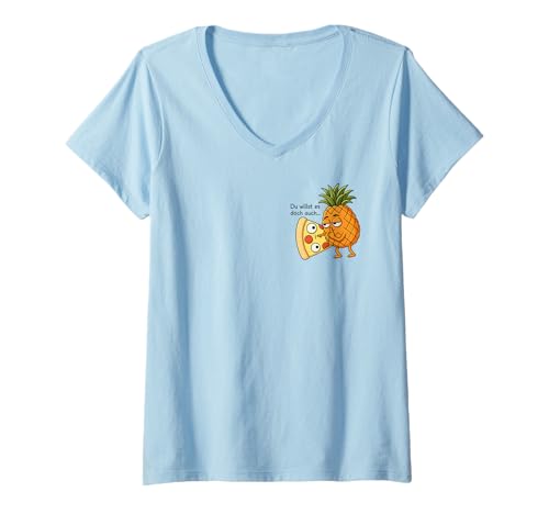 Damen PIZZA HAWAII MEME X Du willst es doch auch... Ananas Pizza T-Shirt mit V-Ausschnitt Damen PIZZA HAWAII MEME X Du willst es doch auch... Ananas Pizza T-Shirt mit V-Ausschnitt von PIZZA HAWAII MEME - Du willst es doch auch...