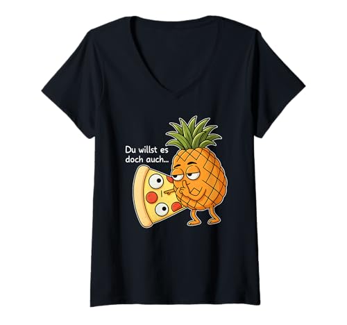 Damen PIZZA HAWAII MEME X Du willst es doch auch... Ananas Pizza T-Shirt mit V-Ausschnitt Damen PIZZA HAWAII MEME X Du willst es doch auch... Ananas Pizza T-Shirt mit V-Ausschnitt von PIZZA HAWAII MEME - Du willst es doch auch...