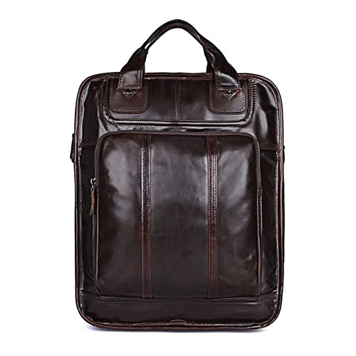 PIxole Aktentasche, echtes Leder Reisegepäck Umhängetaschen, Business Cowhide Messenger Bags, Computerrucksack (Color : Brown) von PIXOLE