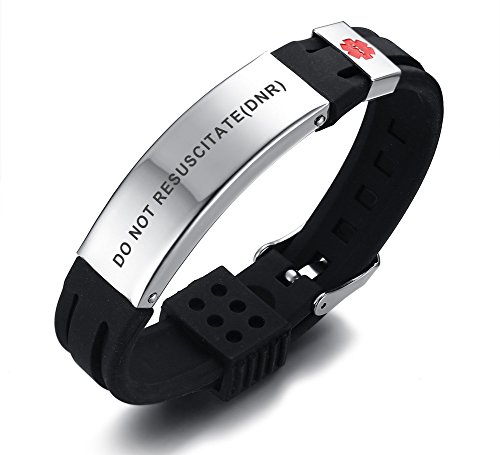 PJ JEWELLERY DNR Silikon Komfort Sport Armband Notfall Medical Alert ID Armband für Männer Frauen Kid Boy von PJ JEWELLERY
