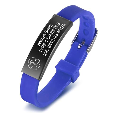 PJ JEWELLERY Edelstahl und Silikon Comfort Outdoor Medical Alert ID Armband Armbänder anpassen für Kind Kid Teenager von PJ JEWELLERY