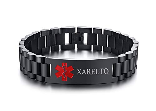 PJ JEWELLERY Notfallarmband Notfall Medizinisches Armband Herren - Gravieren Medizinische Alarm ID Armbänder mit Verstellbares Edelstahl Personalisierte Allergie Diabetiker Armband für Männer von PJ JEWELLERY