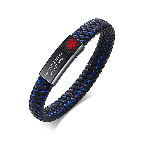 PJ JEWELLERY XARELTO Geflochtenes Originalleder Medical ID Armband Herren Medical Alert Lederarmband mit Edelstahl-Magnetverschluss von PJ JEWELLERY