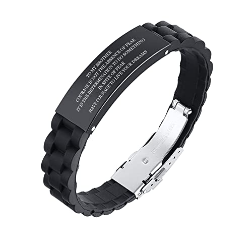 PJ JEWELLERY Zu meinem Bruder Geschenk Armband Männer Inspirierende Nachricht Gravierte Silikon Armband Geschenkidee an Schwager Abschlussfeier Geburtstagsgeschenk von Schwester Bruder von PJ JEWELLERY