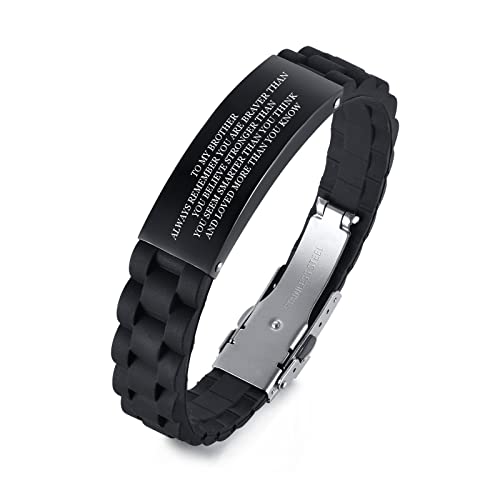 PJ JEWELLERY Zu meinem Bruder Geschenk Armband Männer Inspirierende Nachricht Gravierte Silikon Armband Geschenkidee an Schwager Abschlussfeier Geburtstagsgeschenk von Schwester Bruder von PJ JEWELLERY