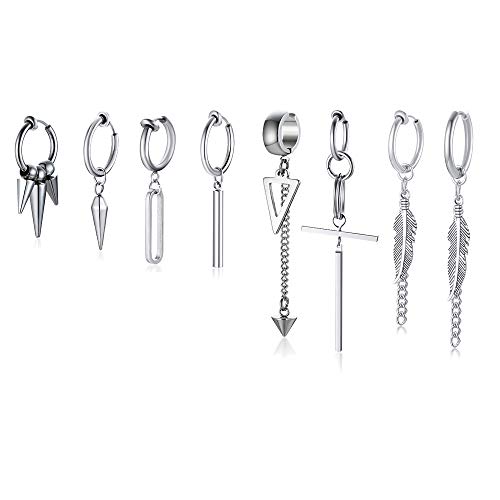 Unisex Surgical Steel Korean Fashion Clip auf Ohrringe BTS Bangtan Boys Kpop Ohrringe Set Hip Hop Huggie Hoop Dangling Feather SUGA Ohrringe von PJ JEWELLERY