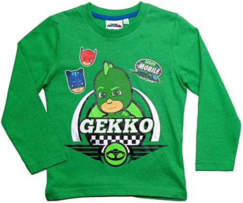 PJ Masks - Pyjamahelden Langarmshirt Jungen (Grau/Grün, 122-128) von PJ Masks - Pyjamahelden